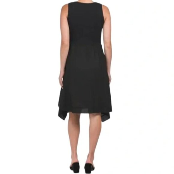 ForCynthia Linen Blend Zip Front Midi Dress Black Size 2X NWT - Picture 2 of 8